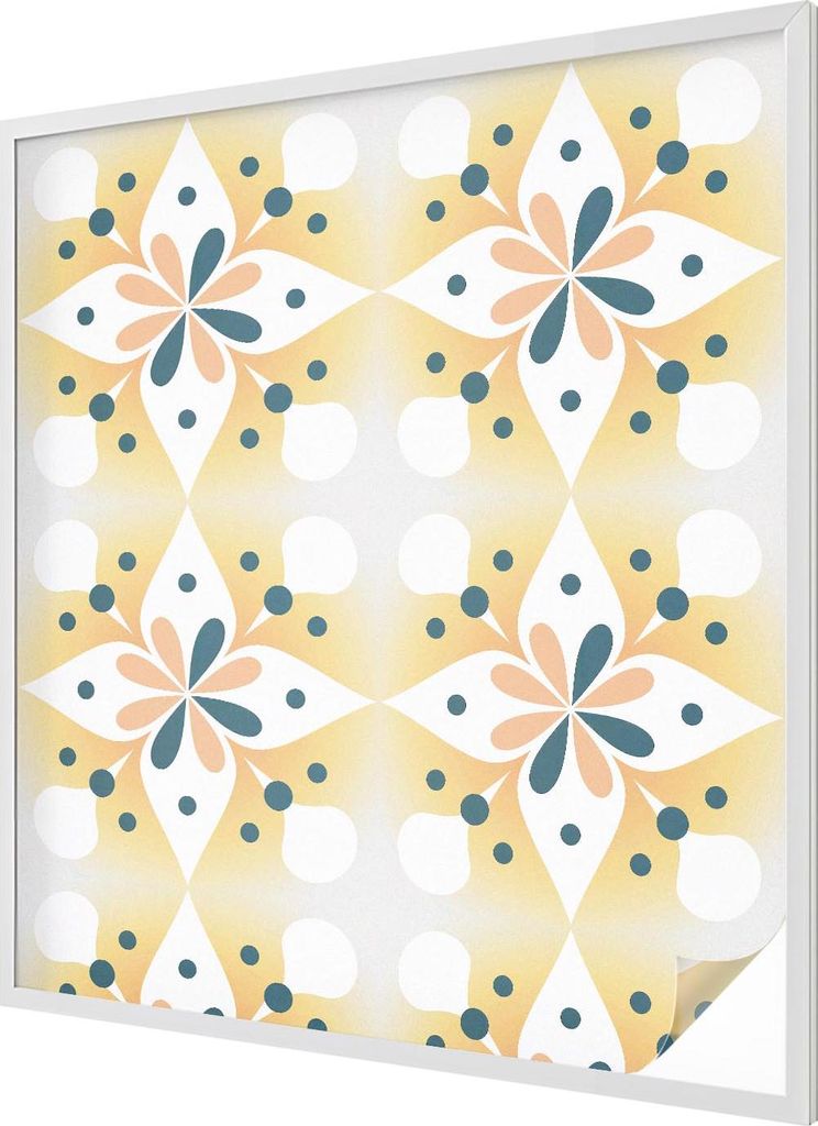Buntglas Fensterfolie – 116x100 cm – Stained-Glass Design – blickdichte dekorative Sichtschutzfolie – selbstklebend, UV-Schutz – Blumensy...