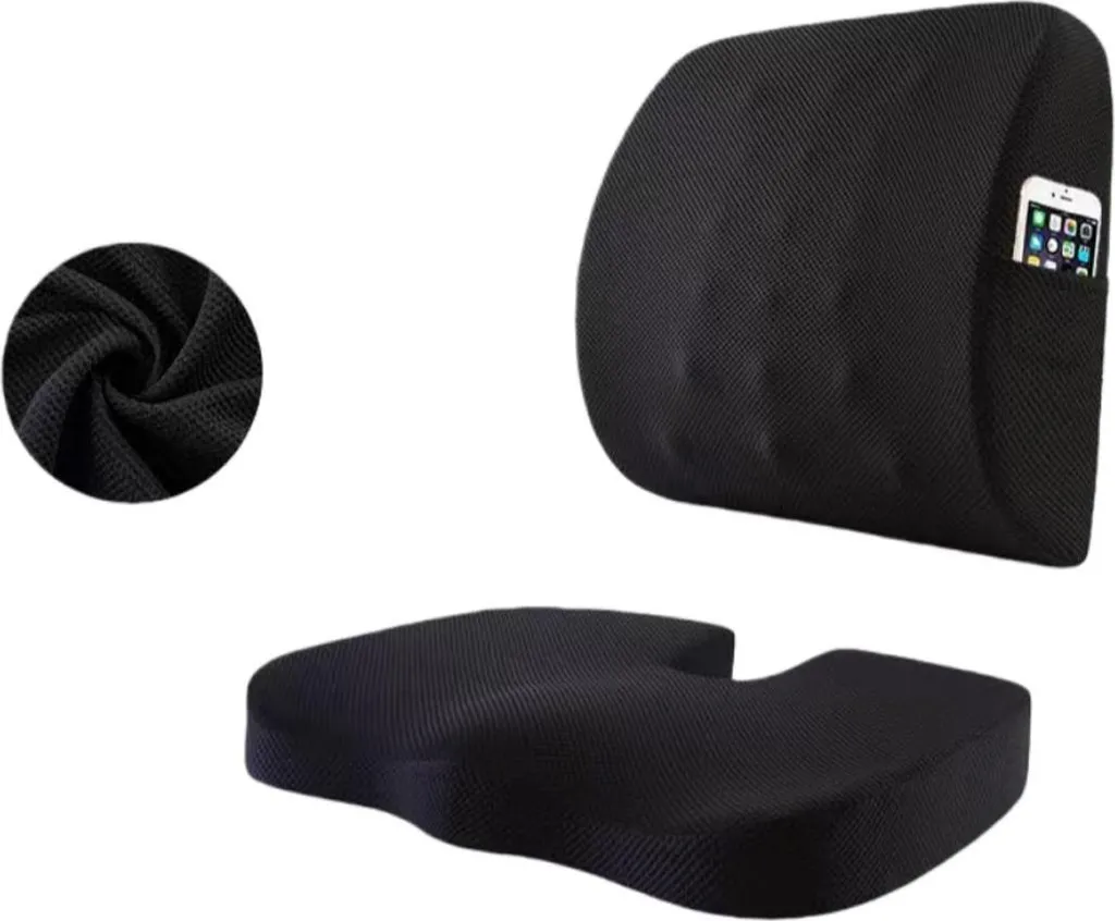Kit Soutien Lombaire et Assise pour Fauteuil de Bureau ou Voiture