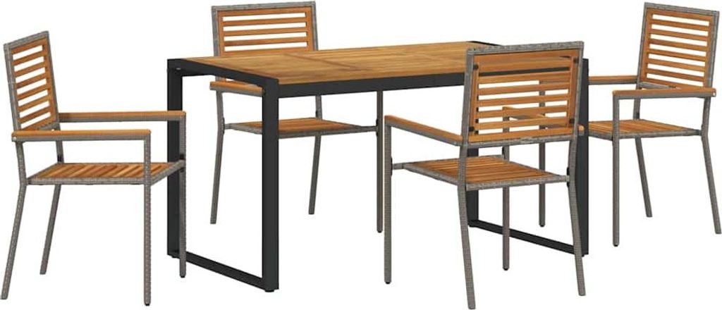 Garten Essgruppe 5 pcs Grau und Braun Poly-Rattan
