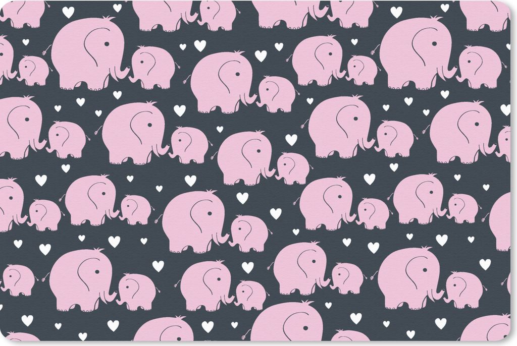 MuchoWow Mauspad Mousepad Elefant - Herz - Muster 27x18 cm - Mousepads - Maus Mat - Pad - Mausunterlage - Büroartikel - Desk Matten