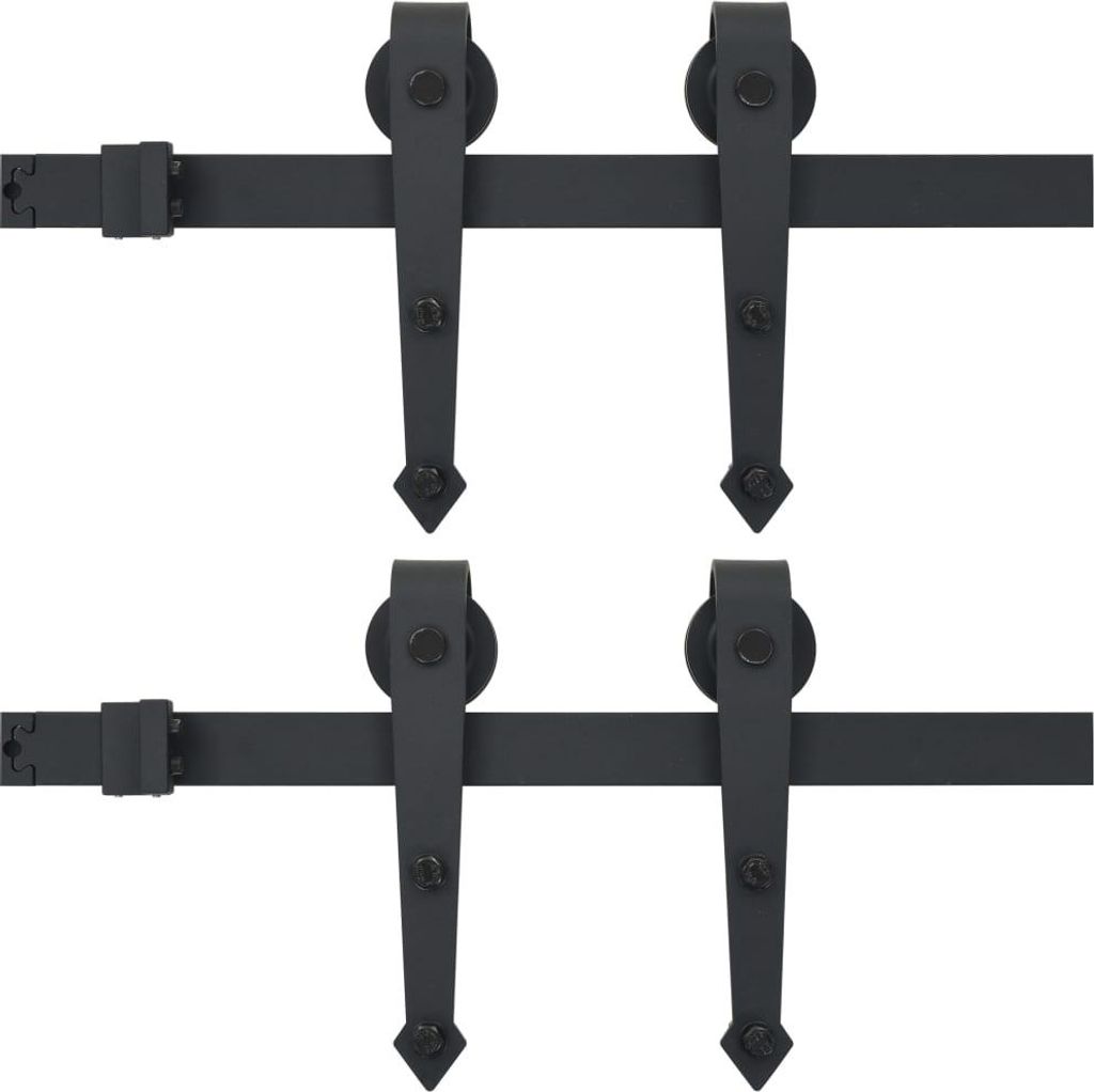 vidaXL Schiebetür-Beschlagsätze 2 Stk. 200 cm Stahl Schwarz