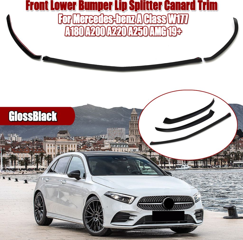 MECO Stoßstange, Vorne Unten Stoßstange Rand Splitter Canard Rand Für Mercedes-Benz A-Klasse W177 A35 A180 A200 A220 A250 2019+