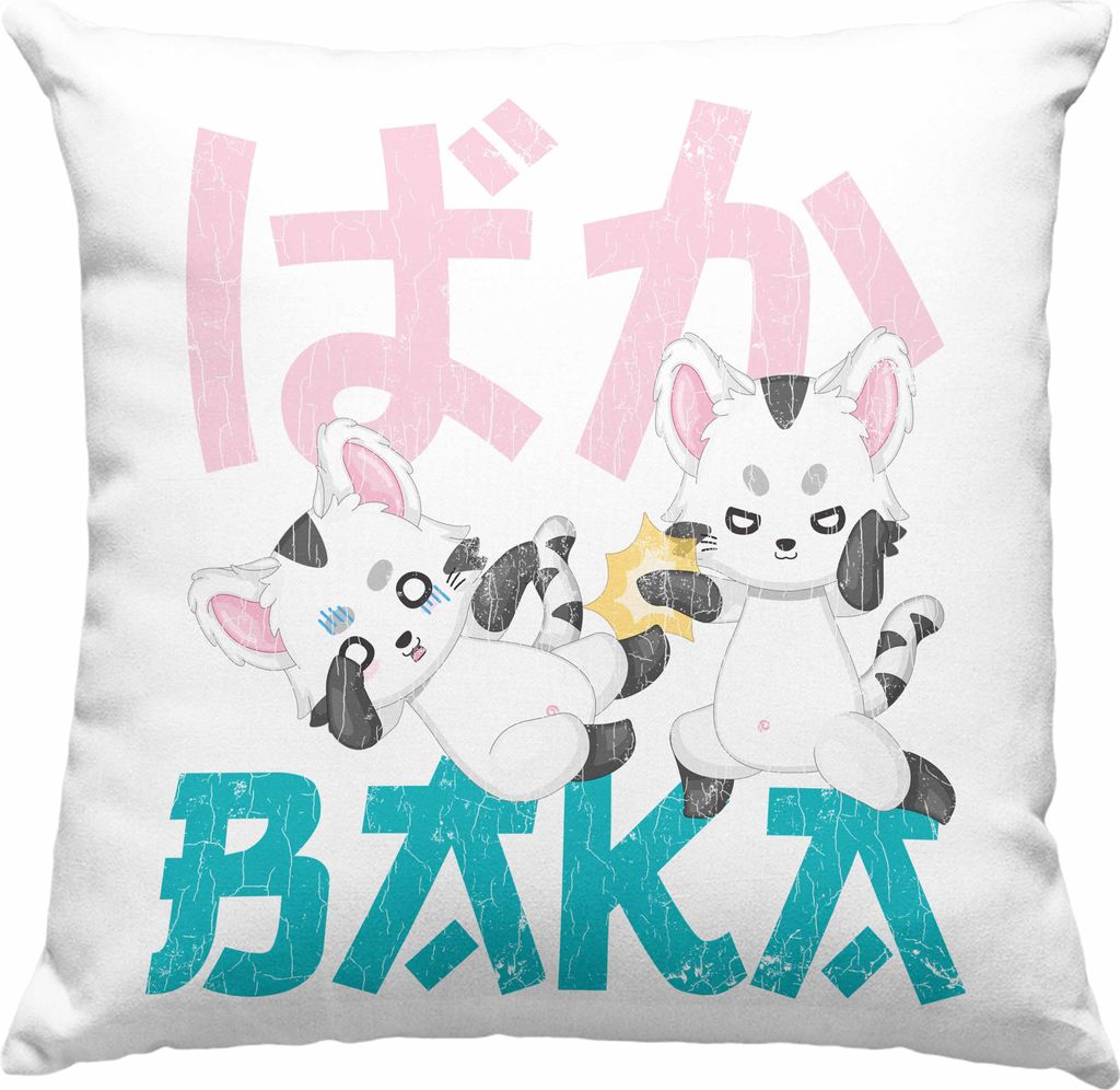 Trendation - Anime Deko-Kissen mit Füllung 40x40 Geschenk Spruch Deko-Kissen mit Füllung 40x40 Geschenke Deko Anme Fan Baka (Grün)
