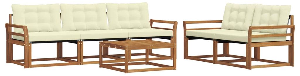 vidaXL Outdoor-Sofagarnitur mit Kissen 6 pcs Natur und Creme