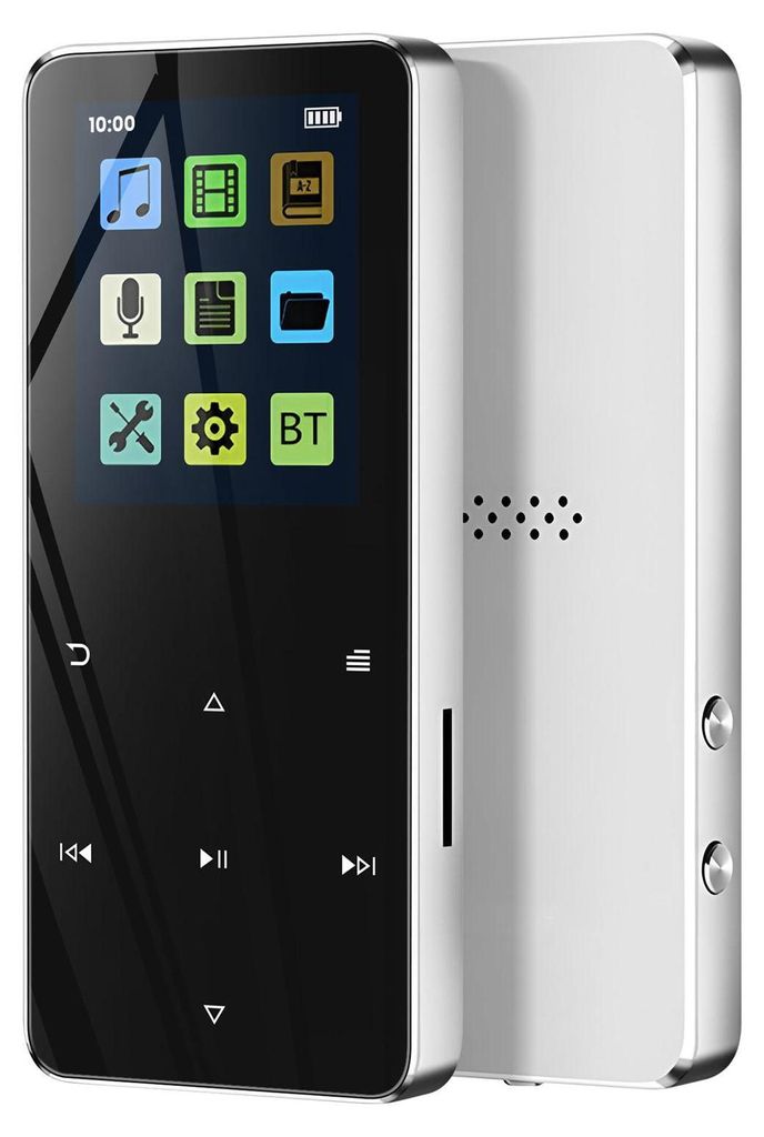 Avizar, Touchscreen-MP3-Player für Musik und Videos mit Bluetooth, 20 Stunden Akkulaufzeit, Silber