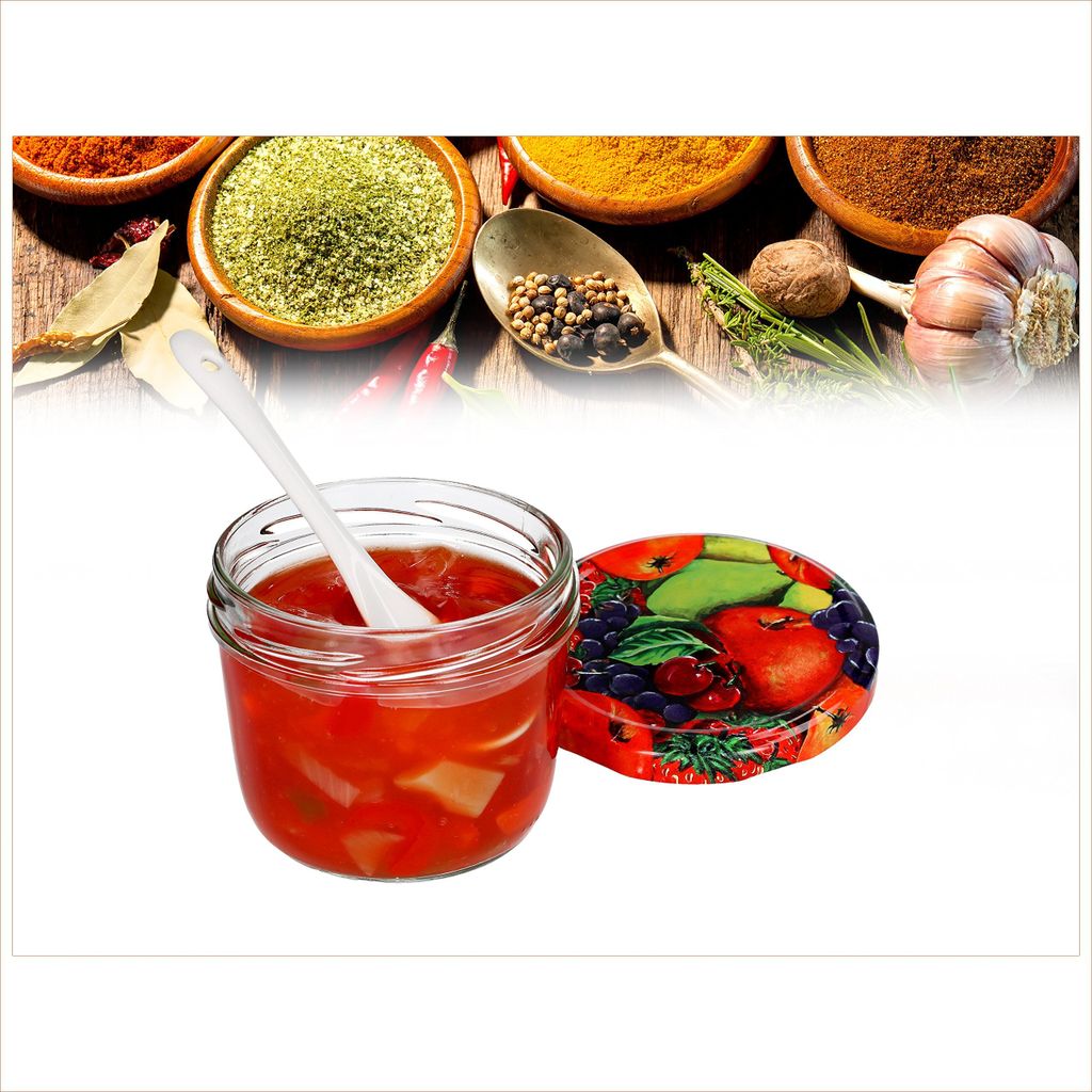 MamboCat 40er Set Sturzgläser 230 ml mit Obst Dekor Deckel Produktbild 9