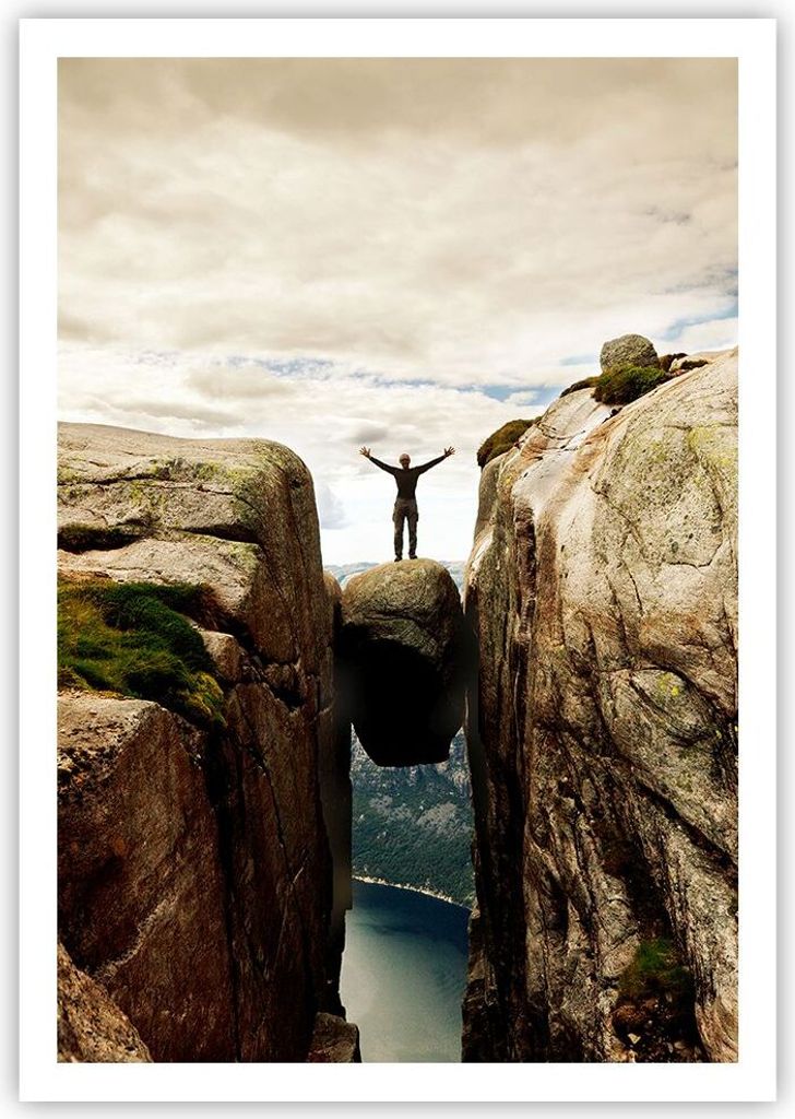 Poster - Poster ohne Rahmen - Felsen Gipfel Wolken - 70x100 cm - Wand Bild - Wanddeko - Wandbilder - Kunstposter - Wandposter - Bilder - Kunstdruck...