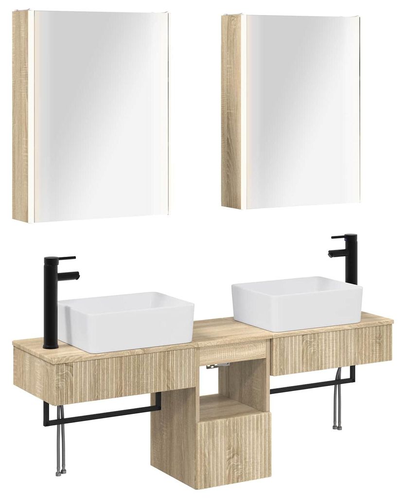 vidaXL Badezimmerschrank-Set 5 pcs Sonoma-Eiche 53 x 15,5 x 70 cm