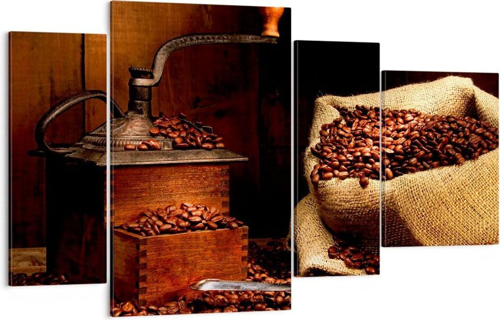Bild auf Leinwand - Leinwandbild - Frühstück Schokolade Kaffee Bohnen - 120x70cm - Wand Bild - Wanddeko - Leinwanddruck - Bilder - Kunstdruck - L...