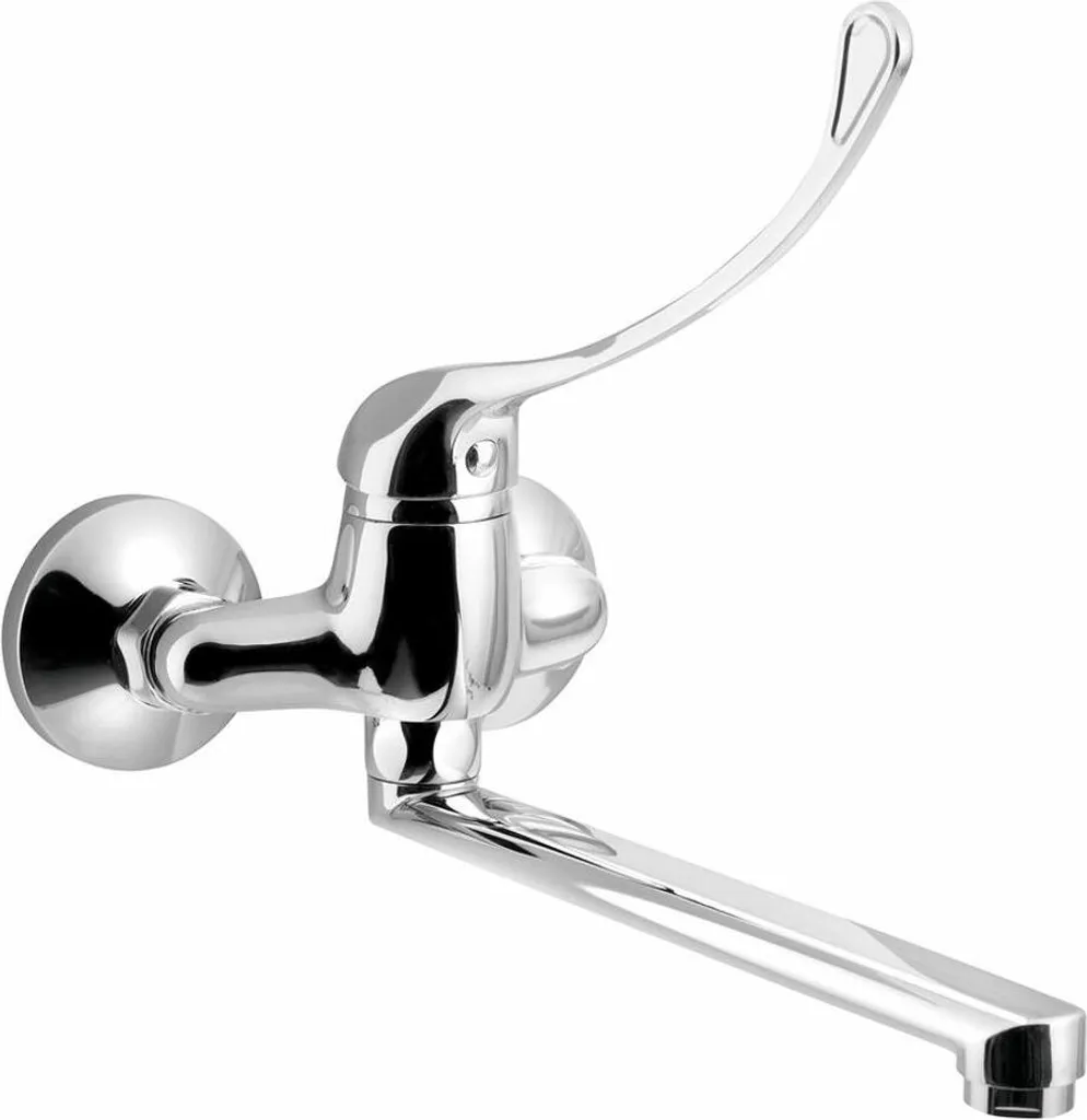 Aqualine 35 Rubinetto a Parete 100mm Leva Medica 220mm Cromo Professionale