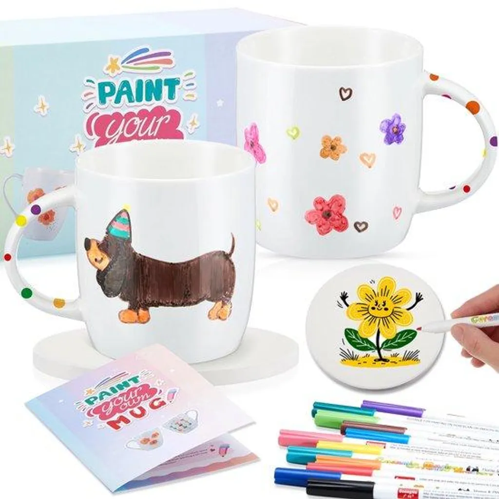Mugs à peindre en céramique haute qualité avec stylos de précision