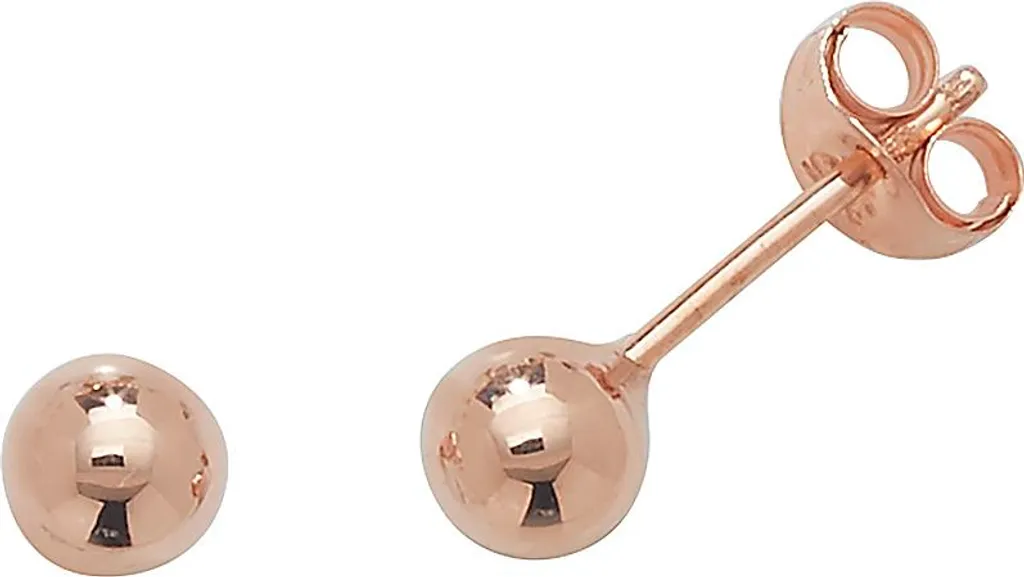 Puces d'oreilles boules en Or Rose véritable 375 millièmes - 4mm