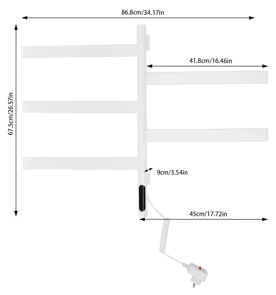 Sèche-serviettes électrique blanc mural avec gestion de température LED - 5