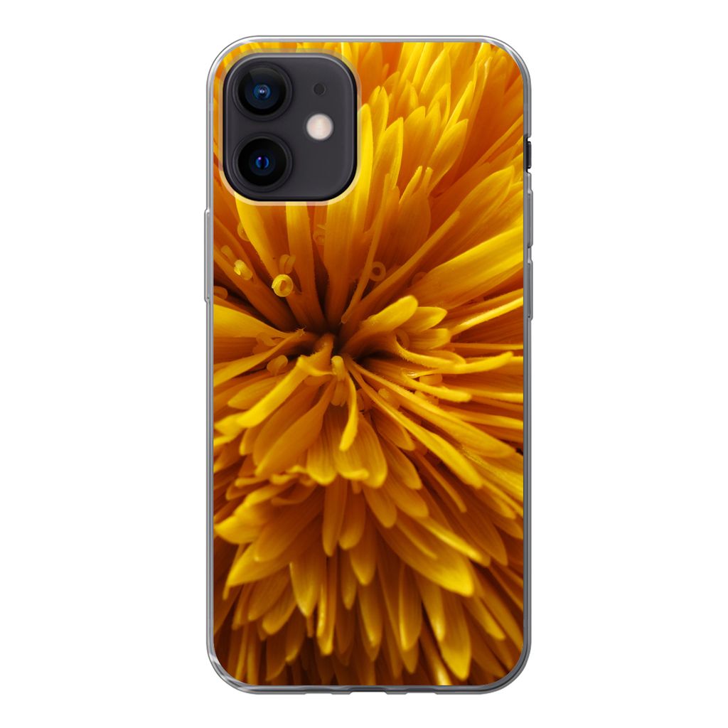 MuchoWow Handyhülle Schutzhülle Hülle für iPhone 12 Löwenzahn - Gelb - Abstrakt Silikon Softcase Handy Hülle - Schutzhülle