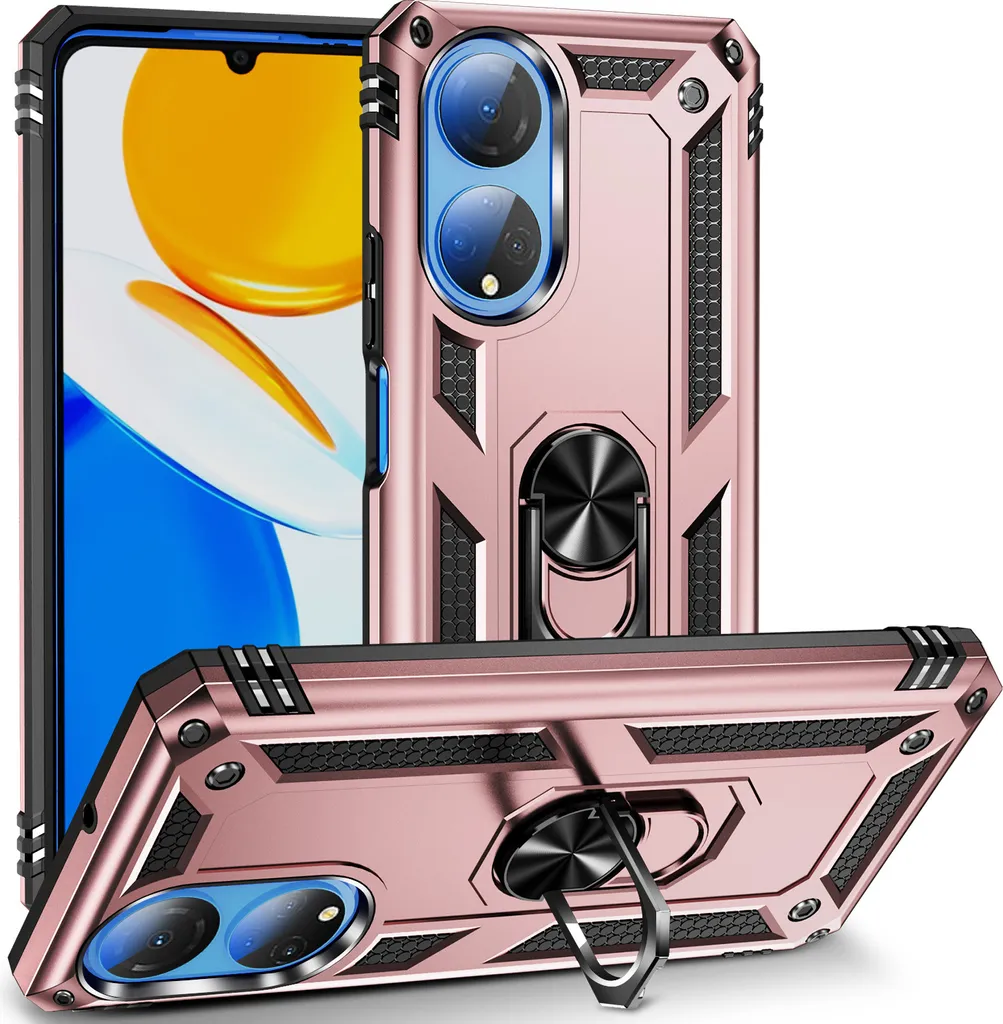 Cover Honor X7 Militare Oro Rosa: Doppio Strato con Anello Magnetico