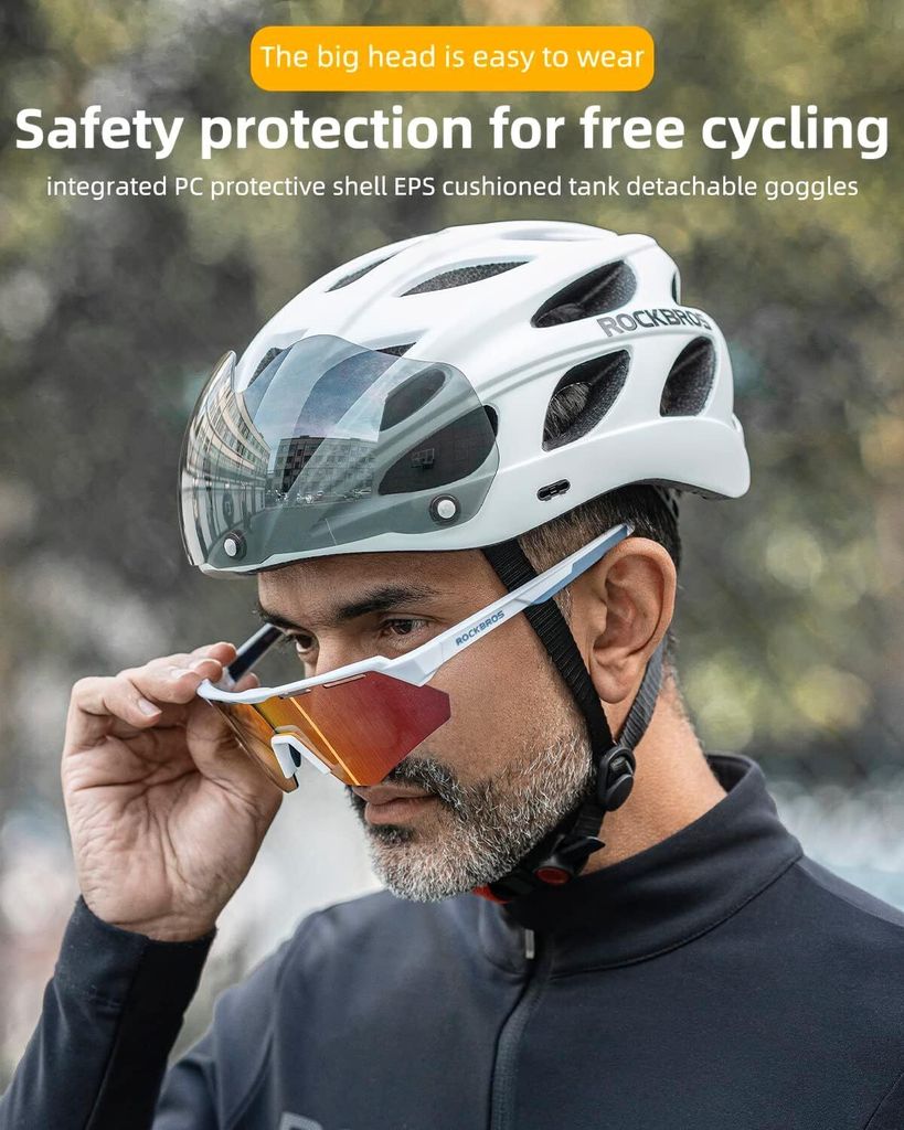 Casco Da Ciclismo ROCKBROS Con Occhiali Rimovibili E Visiera Taglia Unisex 57