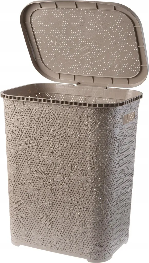 Panier à linge autoportant 55L plastique PP beige - Format rectangulaire - 5