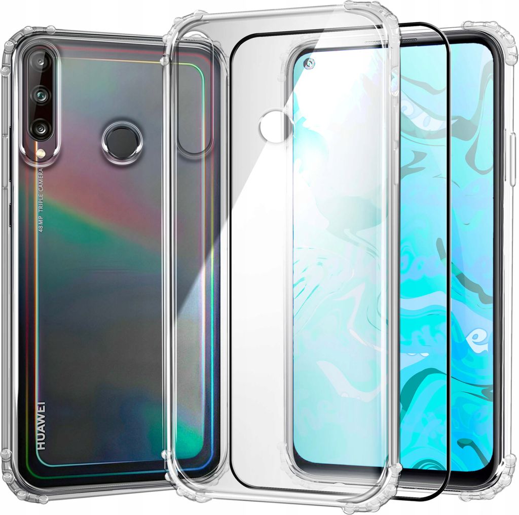 Schutzhülle Klar für HUAWEI P40 LITE hülle hüllen Transparent Slim Cover Clear Case Durchsichtig Bumper + Schutzfolie Glas