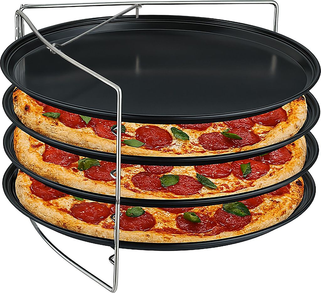 relaxdays Pizzablech 4er Set mit Gestell