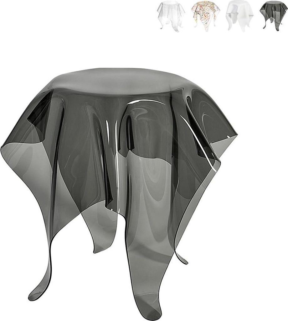 Beistelltisch hoch rund Design aus durchsichtigem Plexiglas Drappeggi - Rauchtransparent