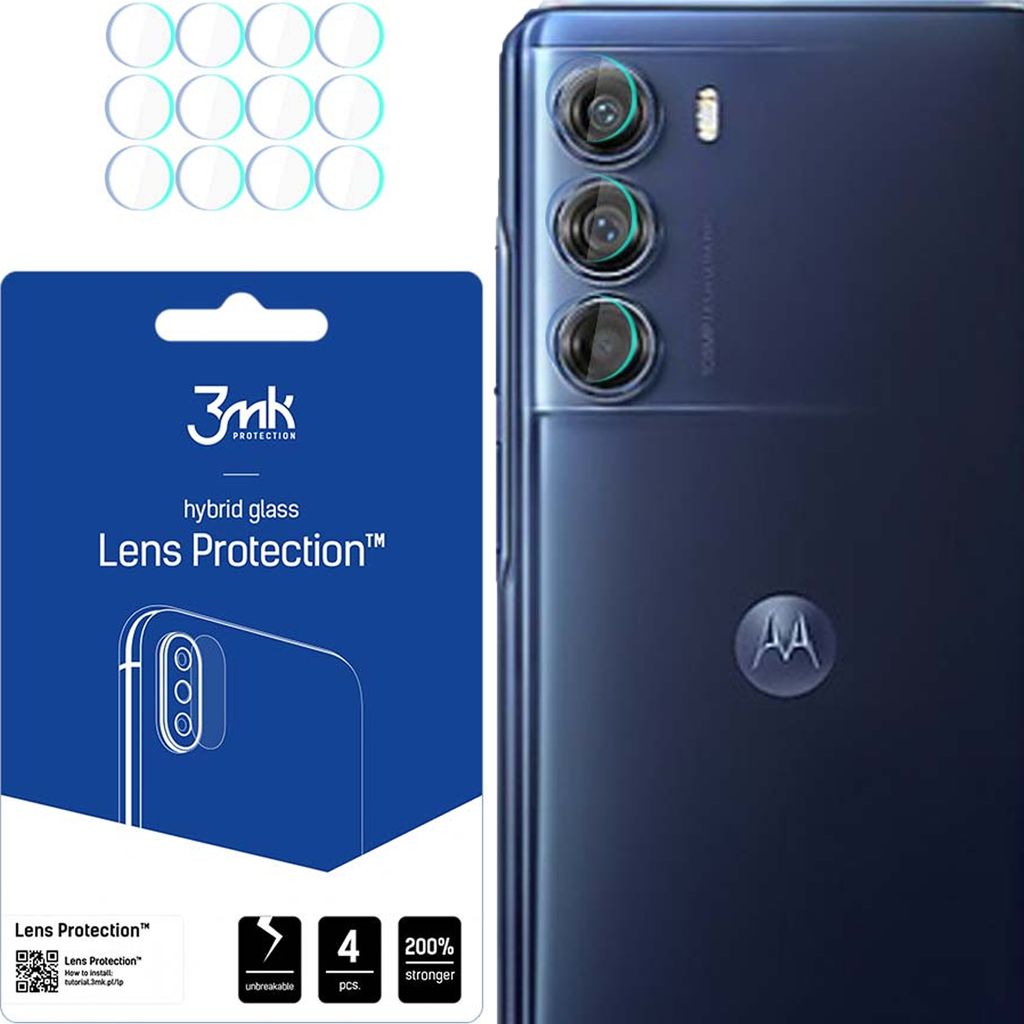 3mk Hybridglas Lens Protection für Motorola Moto Edge S30 Kamera Objektiv Kameralinse 0,16mm 6H (4 Stück)