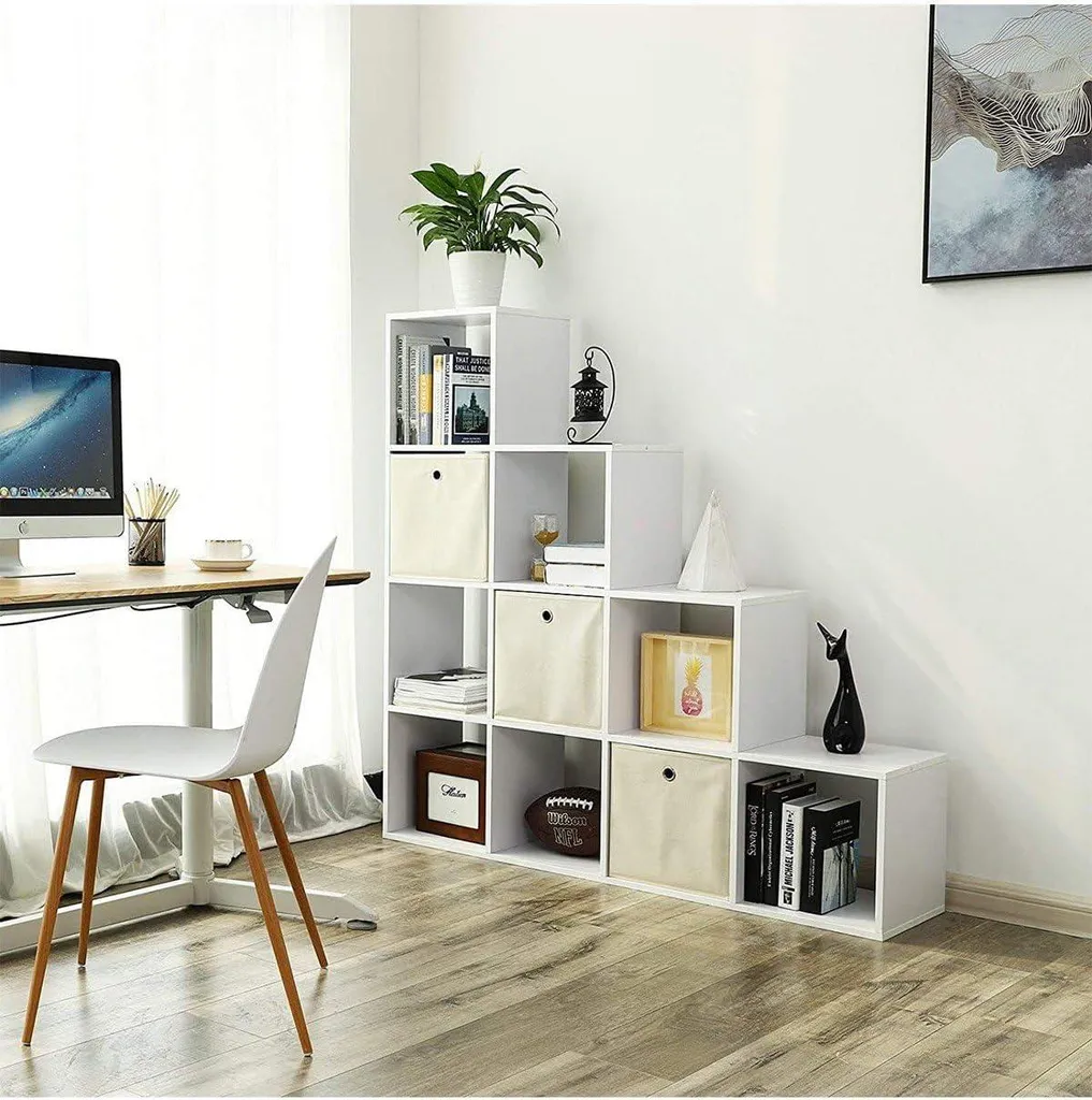 Meuble Bibliothèque pour Petit Bureau - Rangement Valora Blanc Discret - 2