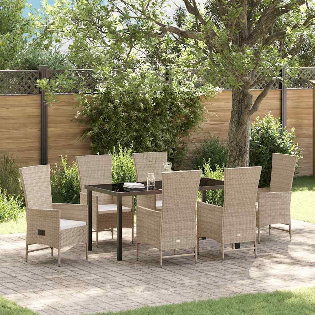 "2026 Promotion" Garten Essgruppe mit Kissen - 7 pcs - Beige Poly-Rattan - Gartenmöbelset CC20005