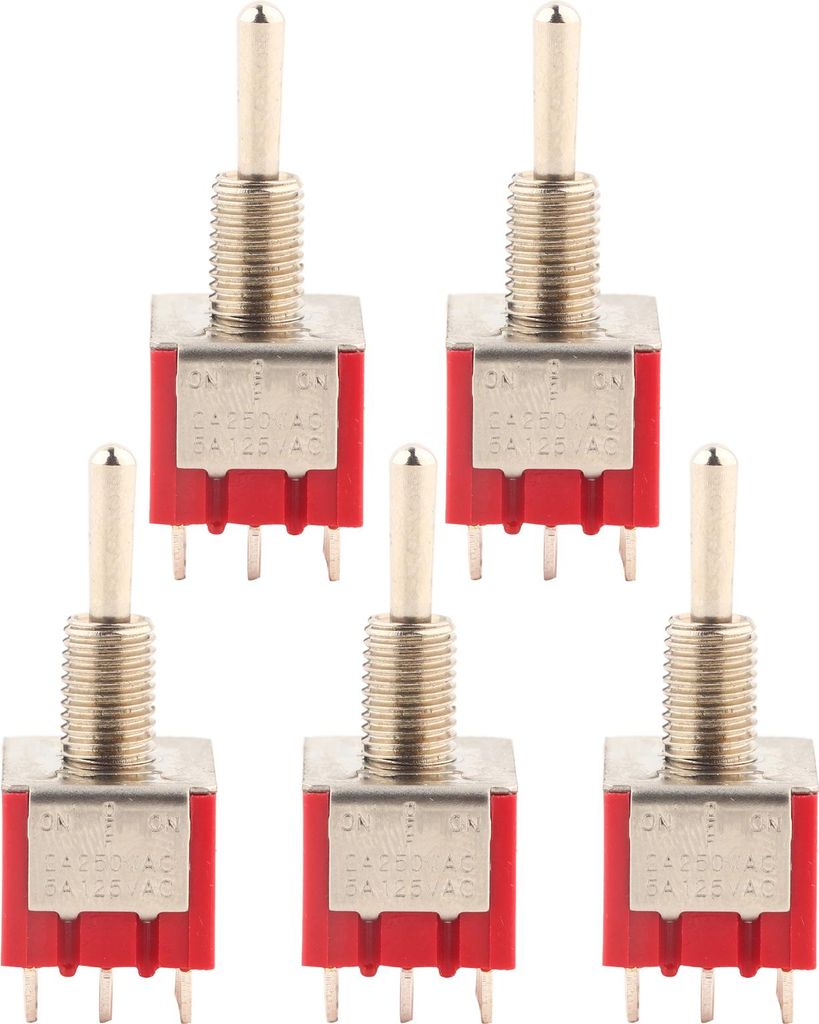 5 Stück MTS-303 Mini-Kippschalter 3PDT 9-polig, 3 Positionen Ein Aus Ein