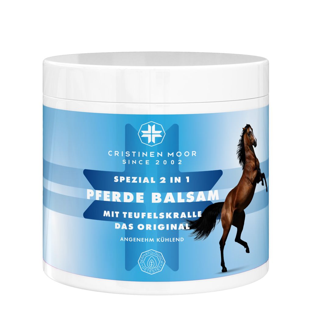 Cristinen Moor Pferdebalsam mit Teufelskralle 2 in 1 das Original 200 ml, Pferdesalbe für Mensch kühlend, extra stark, intensiv mit Rosmarin