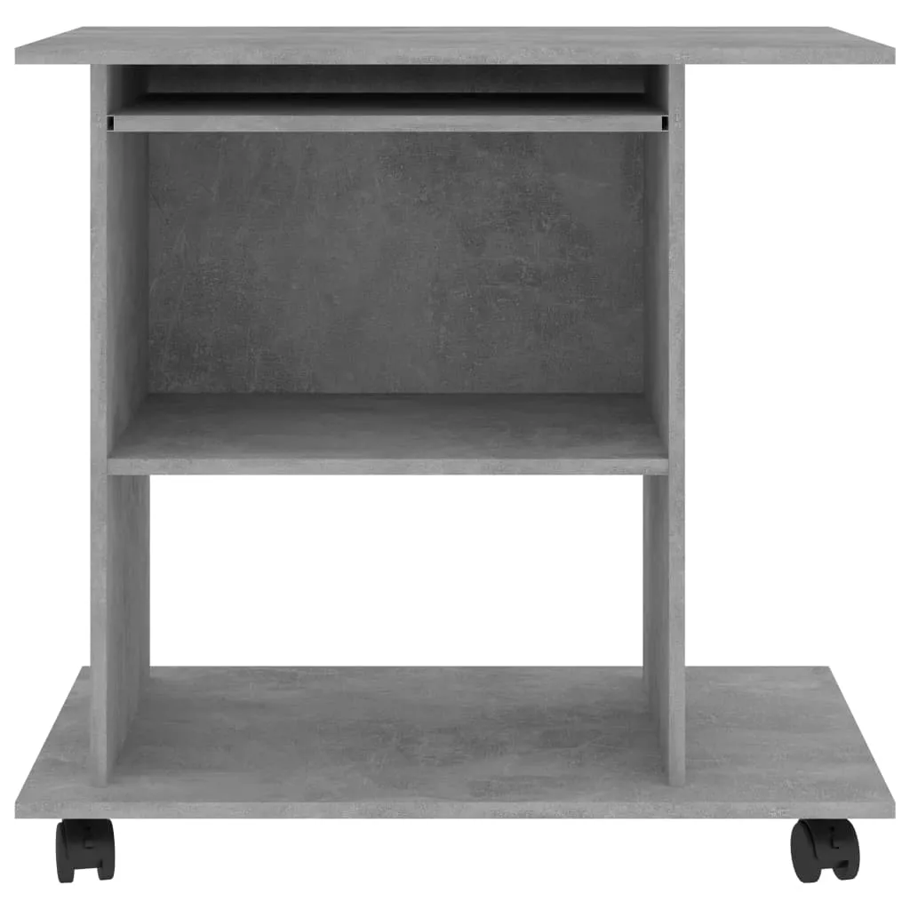 Bureau 80x50x75 cm en bois composite gris béton résistant et stable