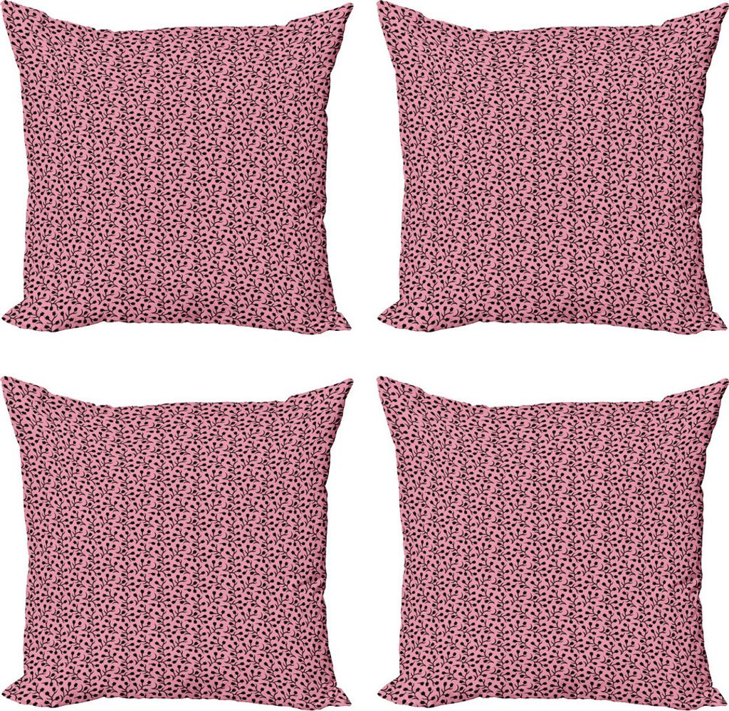 ABAKUHAUS Blumen Kissenbezug Set (4 Stück), Blumen Rosebuds Kunst, Moderner Doppelseitiger Digitaldruck, 45 cm x 45 cm, Pale Pink Koksgraue