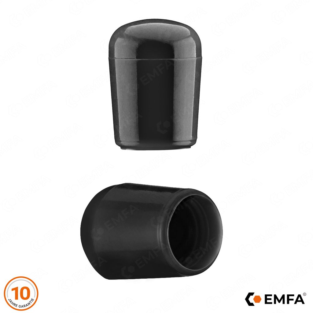 Kappen für Rundrohre PVC 8 mm Schwarz 5 Stück Stuhlbeinkappe Gummi Endkappen Rohrendkappen