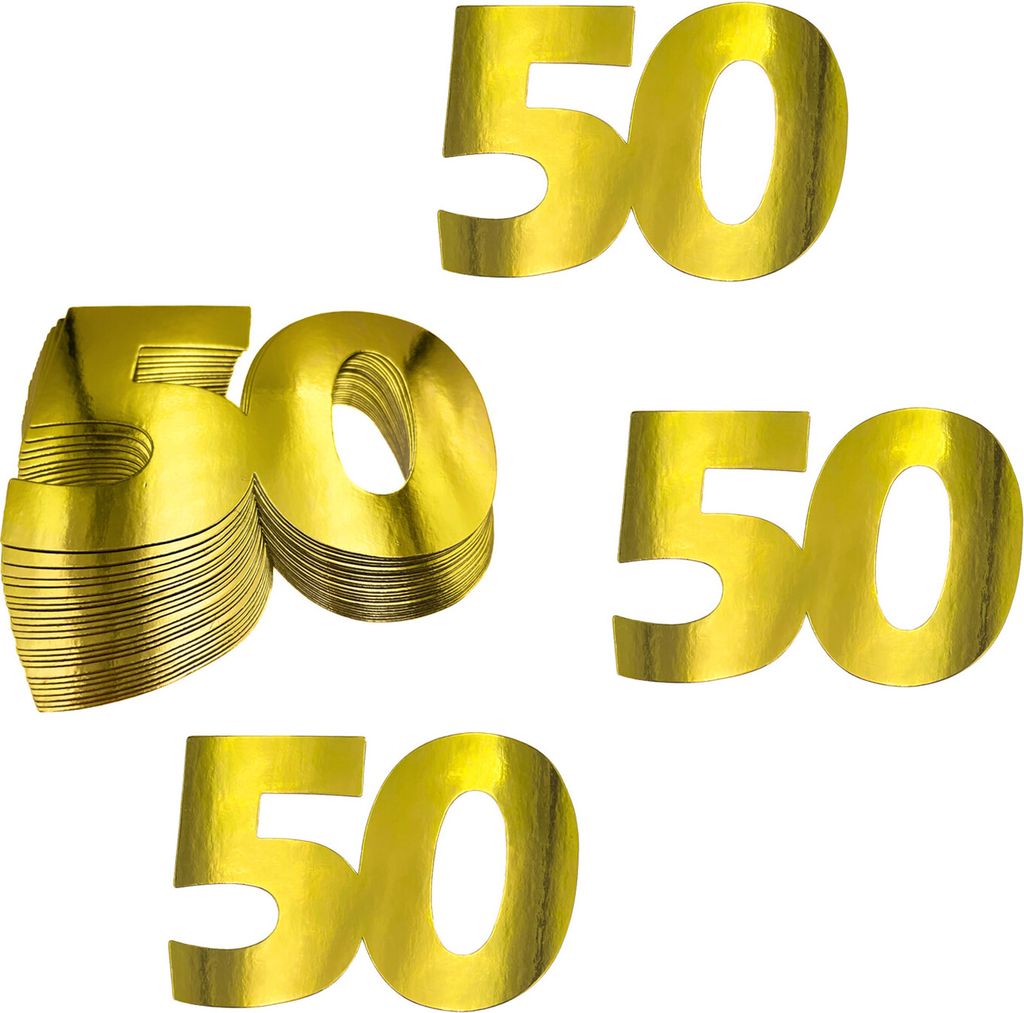 Oblique Unique XXL Konfetti Zahl 50 Deko für goldene Hochzeit Streudeko 50. Geburtstag Jubiläum Dekoration - gold