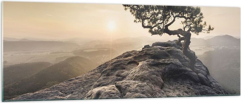 Bilder auf glas - Einteilig - Alt Kiefer Berge - 140x50cm - Glasbilder - Wandbilder - Bilder - zum Aufhängen bereit - Wanddekoration aus Glas - Gl...