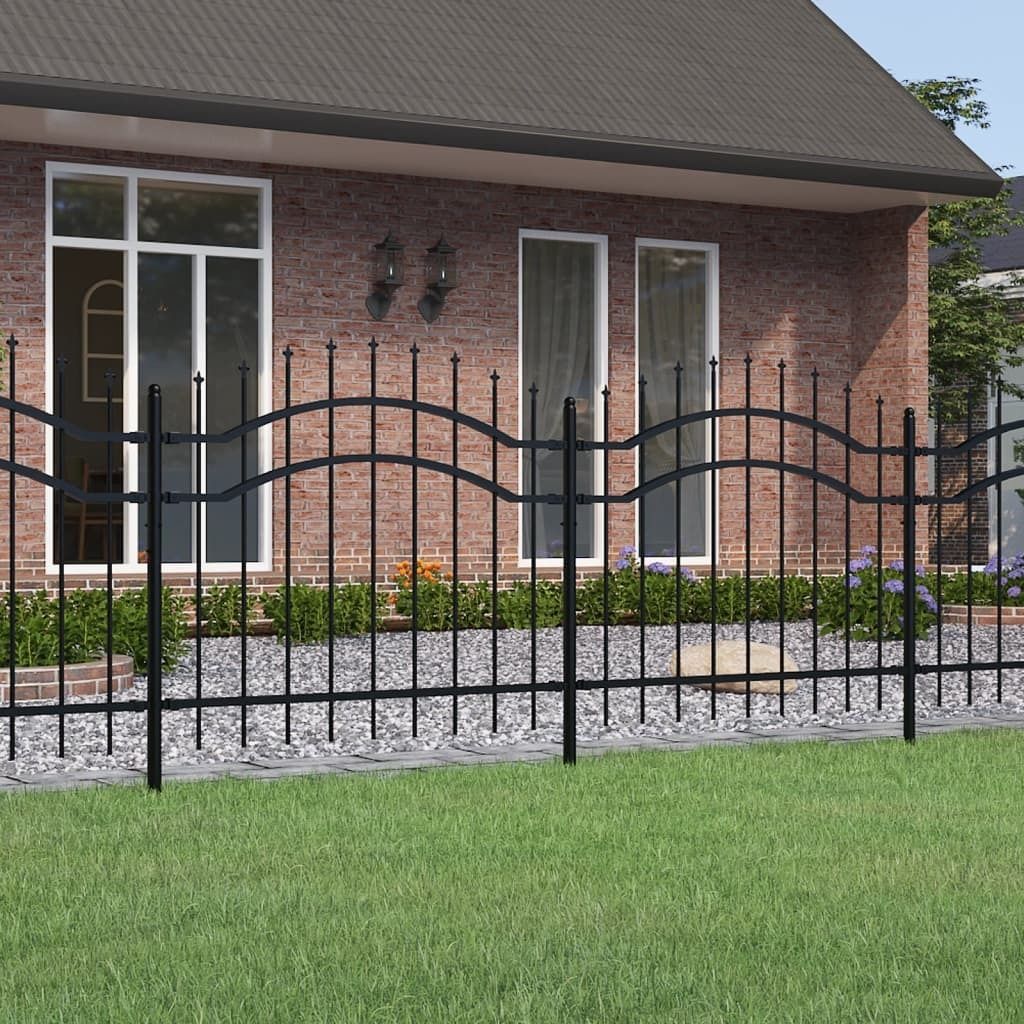 The Living Store Gartenzaun mit Speerspitzen Schwarz 140 cm Stahl