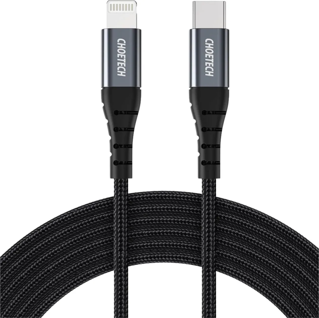 Cavo iPhone USB-C Choetech IP0039 1.2m Nero - Resistente in Viaggio