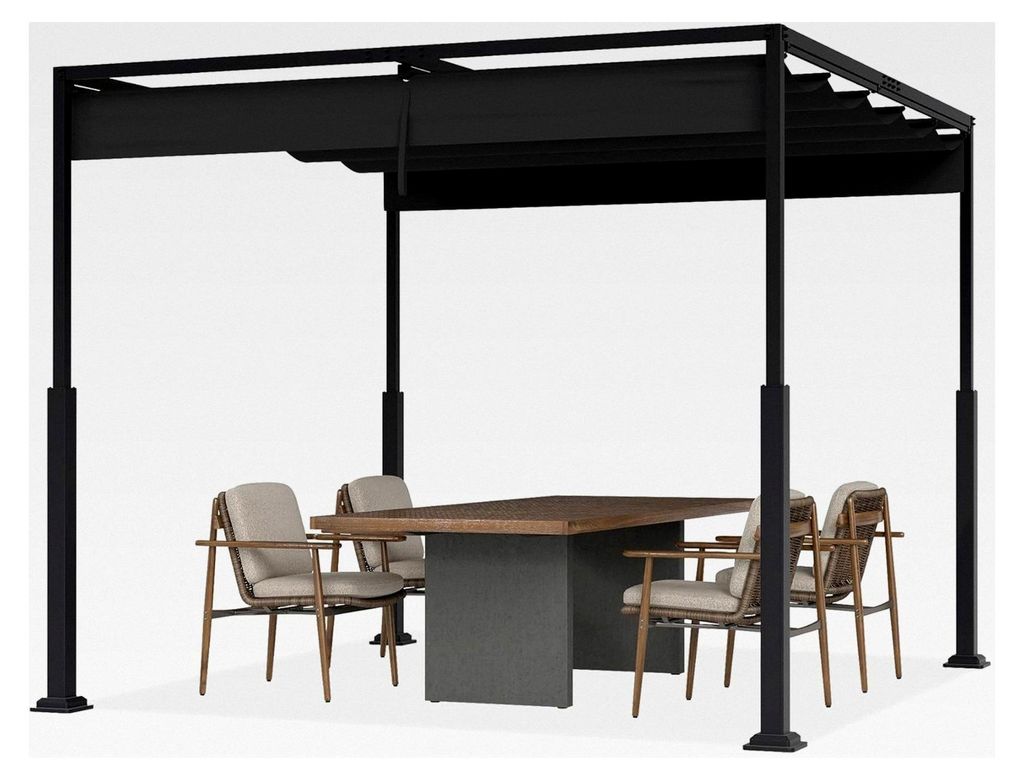 Pergola Gartenlauben 3x3m Gartenpavillon Terrassenüberdachung Pavillon Partyzelt Metall wasserdicht stabil für Terrasse, Garten, Deck (Schwarz)