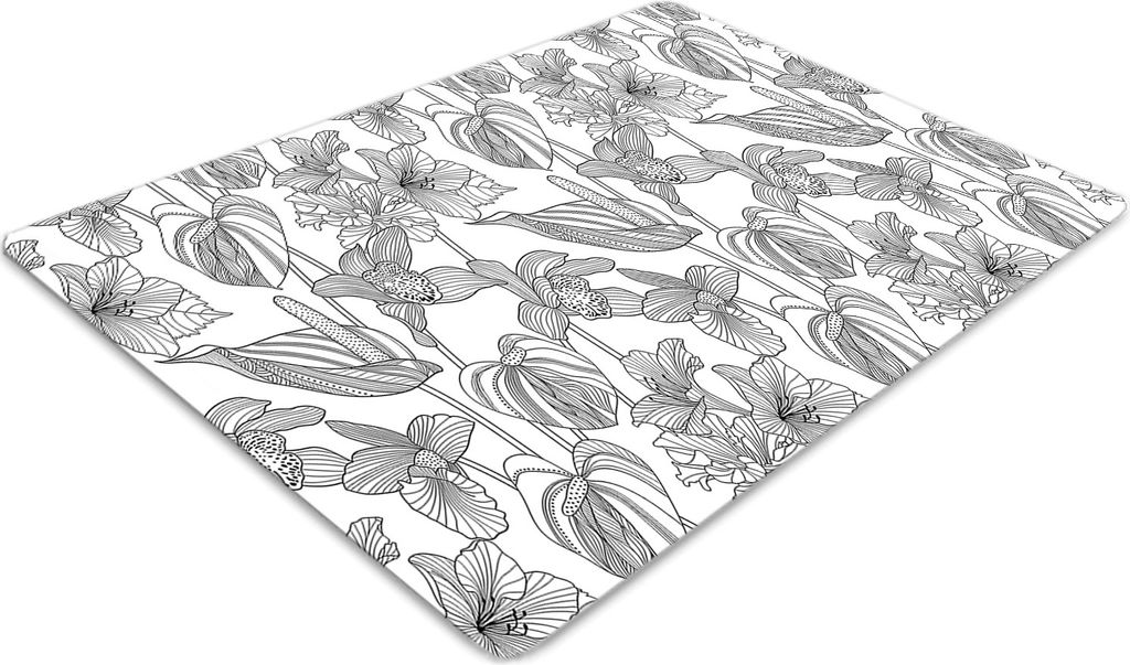 Stuhlunterlage Bürostuhlunterlage 120 cm x 90 cm Bodenmatte Bürostuhlunterlage - Blumenkonturen