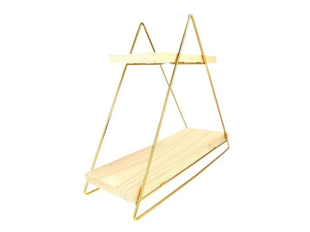 Étagère MOB Vitupi 1 - Rangement Design Or et Brun pour Salon Élégant
