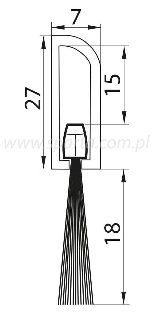 K5 Türabschlussleiste 1000x27 mm mit absenkbarer Bürste, weiß
