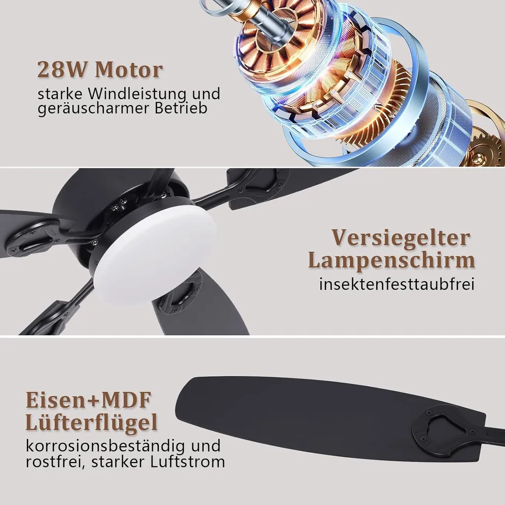 Ventilateur de plafond pour grand salon, éclairage LED modulable