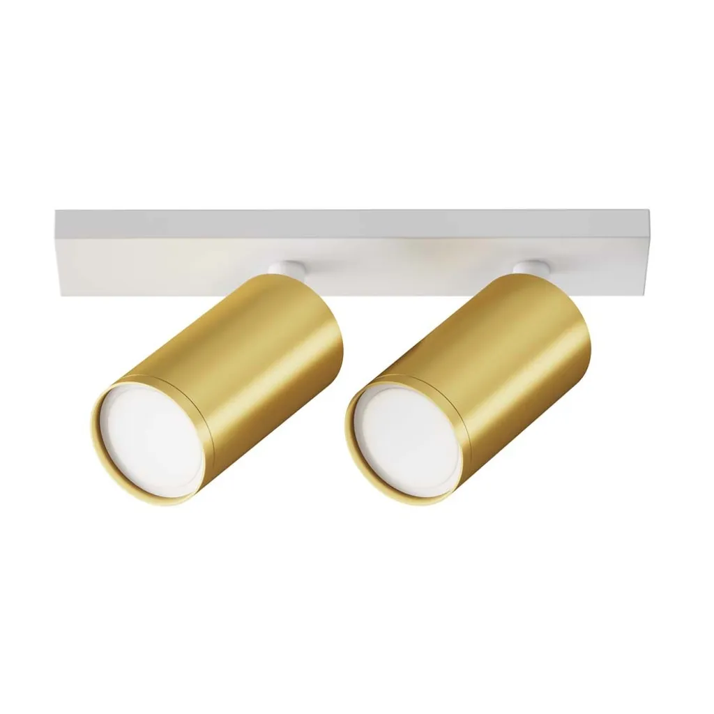 Plafonnier design orientable blanc mat doré en aluminium véritable