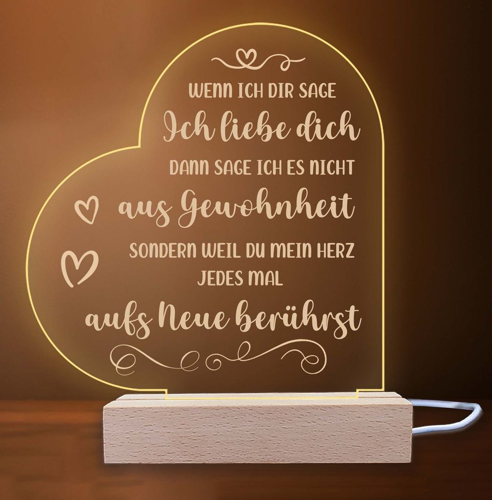 INDIGOS UG - Nachttischlampe - Herz links - Spruch 5 -  Produktbild 