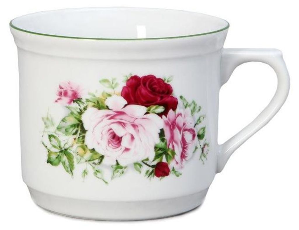 Thun 1794 Großer Becher Kocher, rosa - grüner Rand, 0,63 l, Produktbild 