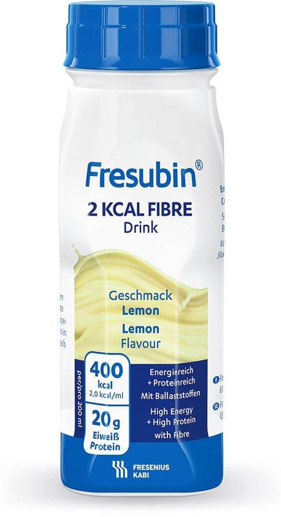 6x Fresubin 2 kcal Fibre Drink Lemon 200 ml | Packung (4 Flaschen)