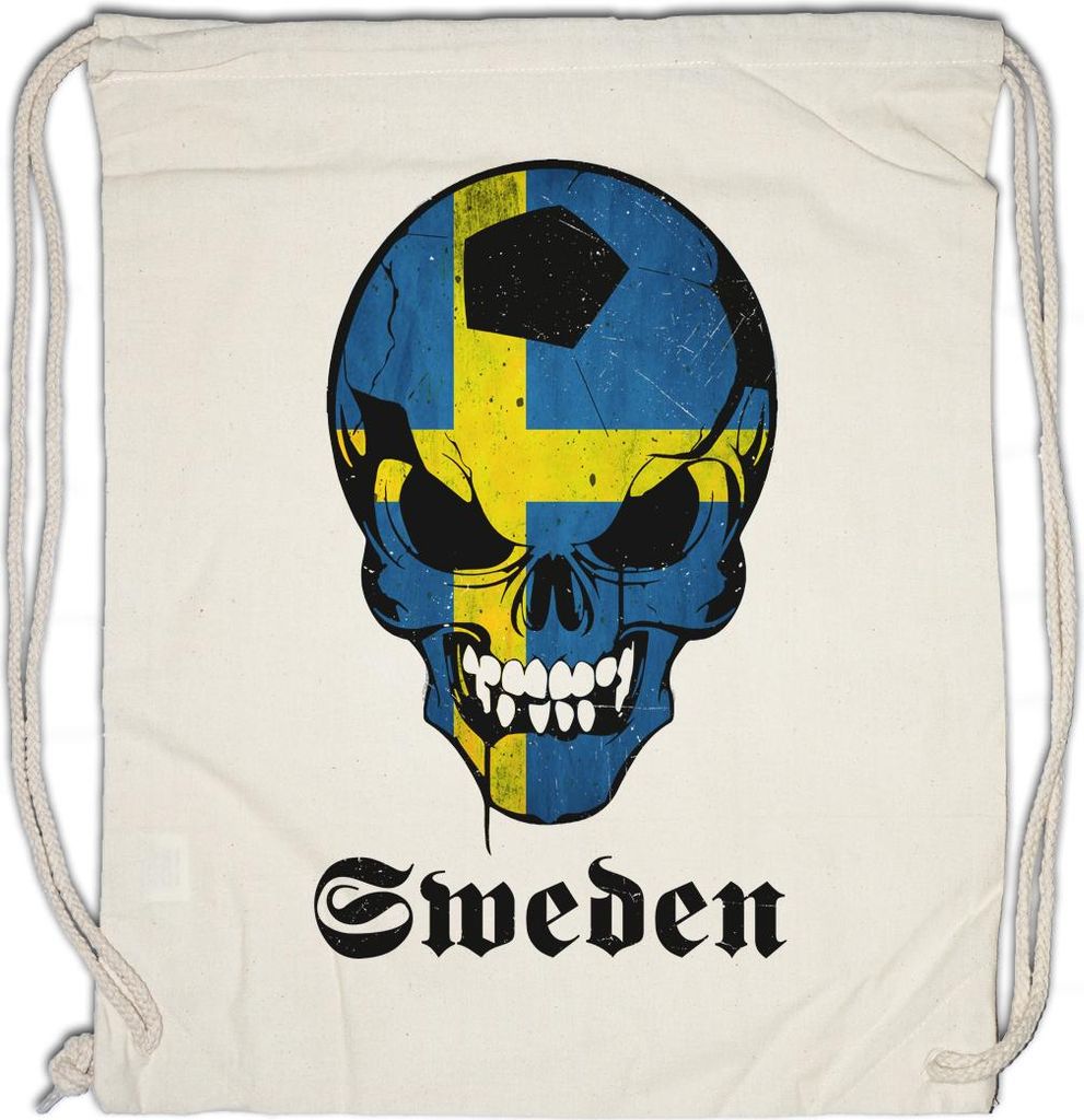 Urban Backwoods Sweden Football Skull Flag, Turnbeutel, Farbe: Beige