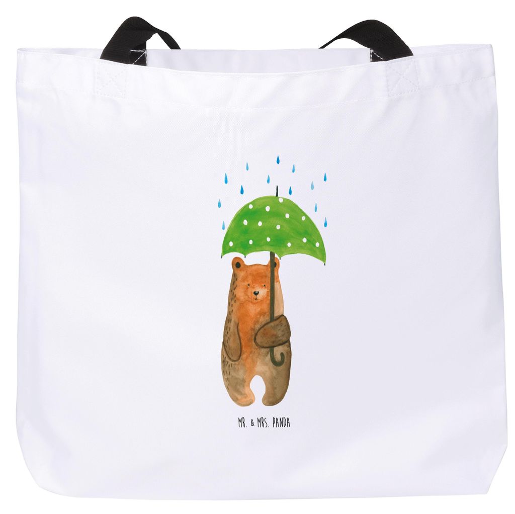 Mr. & Mrs. Panda Tote Bag Bär Regenschirm - Weiß - Geschenk, Teddy, Liebe, Büchertasche, Reisetasche, Laptoptasche, Einkaufstasche, Tasche, Freu...