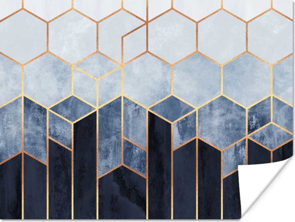 MuchoWow Poster Sechseck - Gold - Schablonen 160x120 cm - Foto Plakat