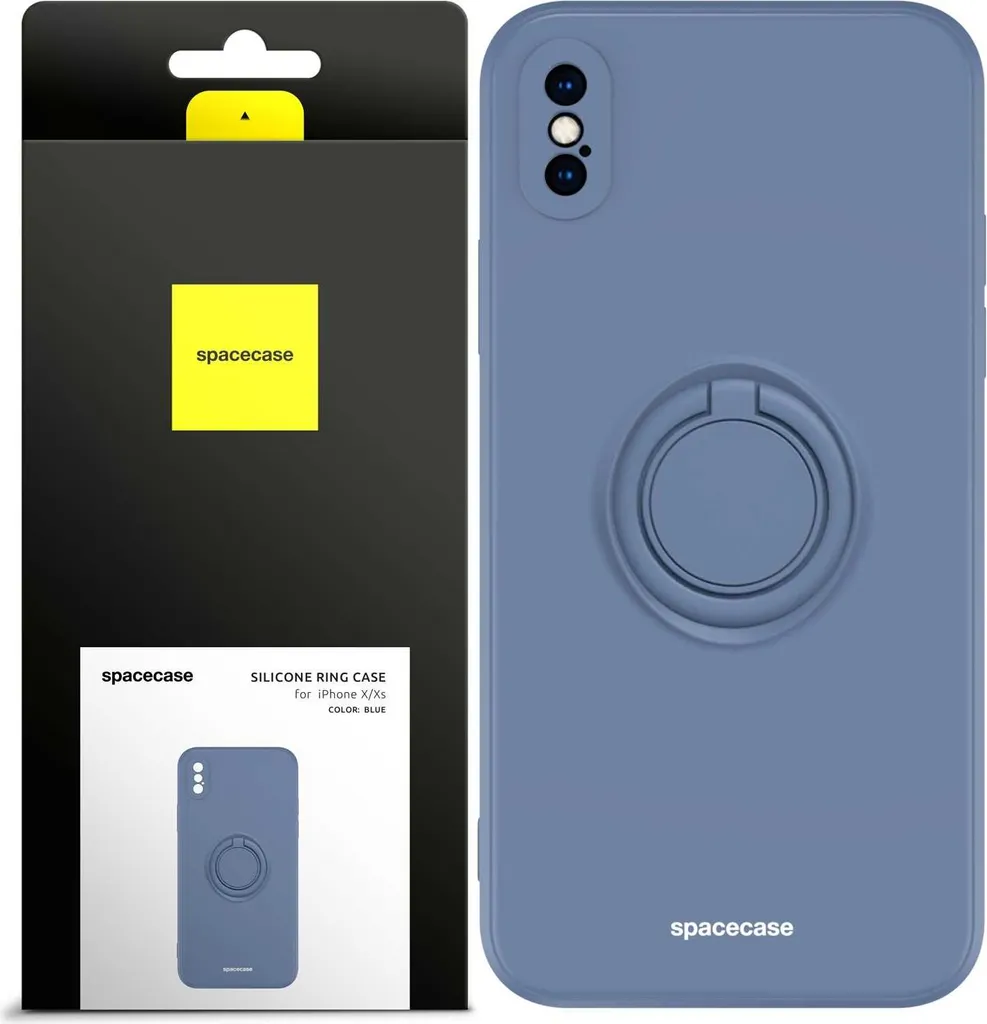 Cover iPhone X/Xs Silicone Blu SPACECASE - Ring Holder e Grip Totale