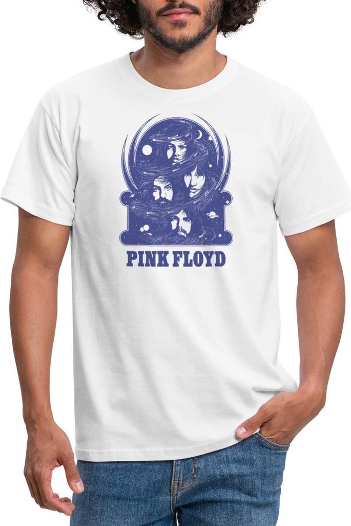 Spreadshirt Pink Floyd Logo Und Band Männer T-Shirt, 4XL, Weiß